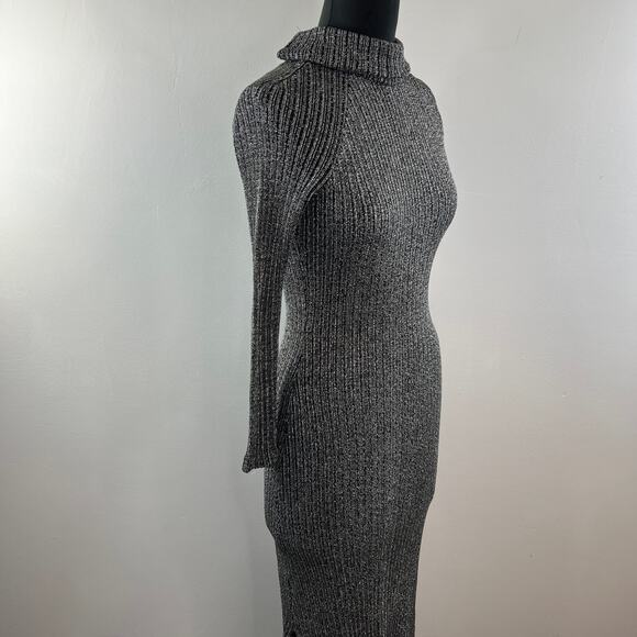 VINTAGE Moody Street by Puritan Metallic Knit Maxi Dress Mock Neck Long Sleeve M - Picture 5 of 8